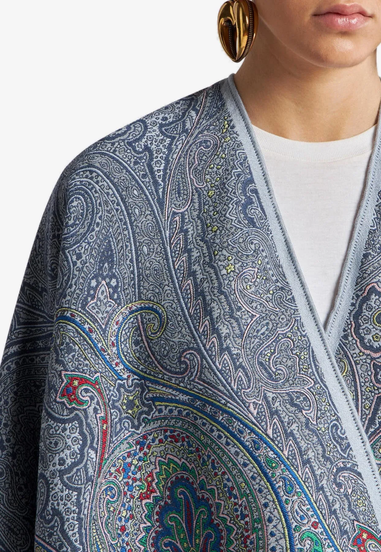 Paisley Jacquard Wool-Blend Cape