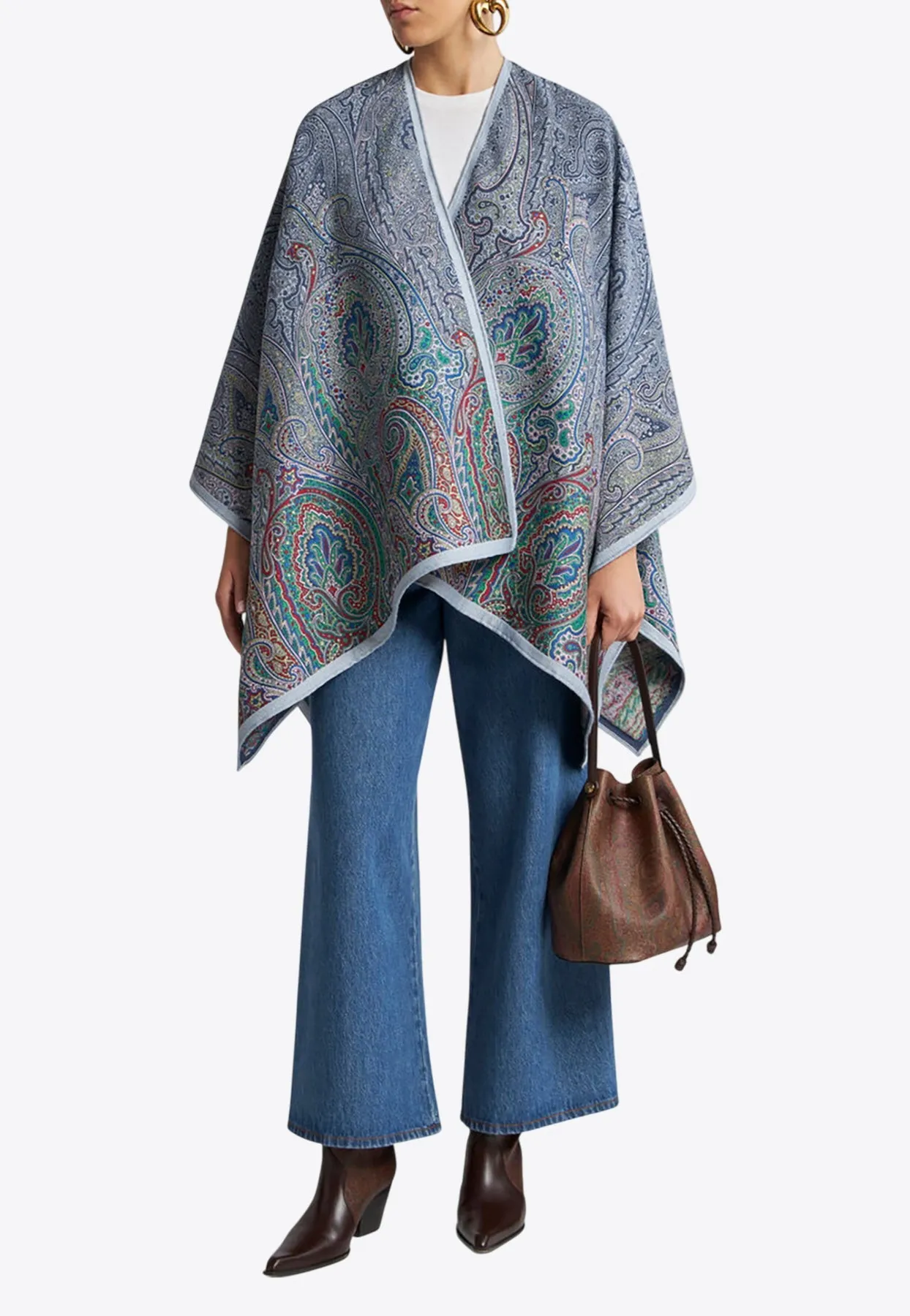 Paisley Jacquard Wool-Blend Cape