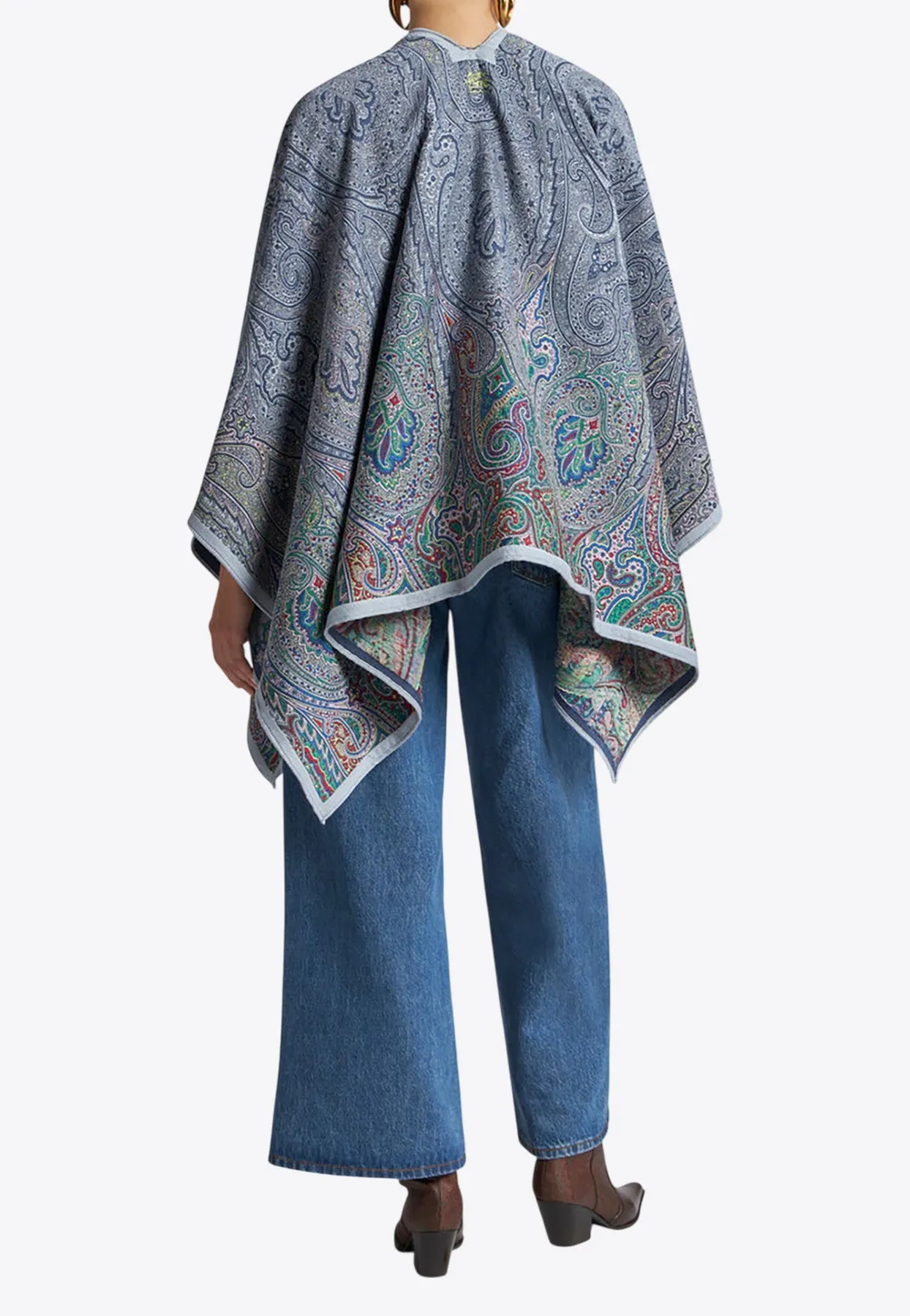 Paisley Jacquard Wool-Blend Cape