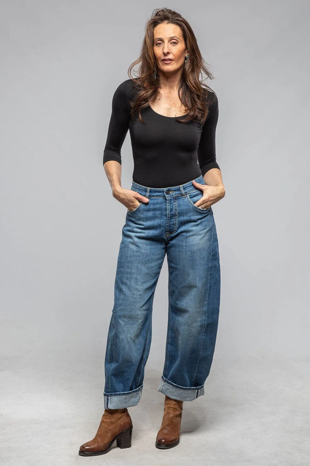 Paloma Selvedge Wide Leg Gaucho Jean In Mid Light