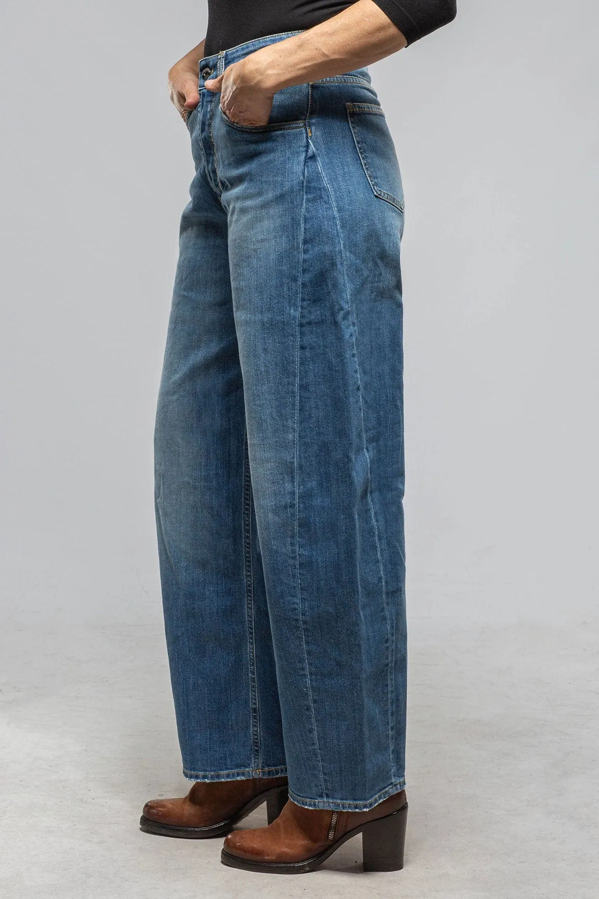 Paloma Selvedge Wide Leg Gaucho Jean In Mid Light