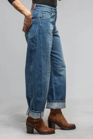 Paloma Selvedge Wide Leg Gaucho Jean In Mid Light