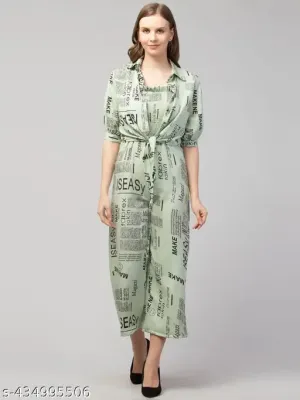 Paperprint Trendy Designer Jumpsuit for girls and women Green