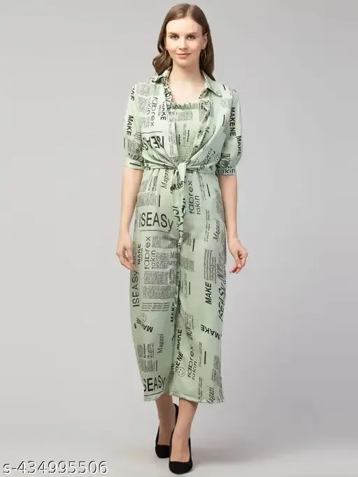 Paperprint Trendy Designer Jumpsuit for girls and women Green