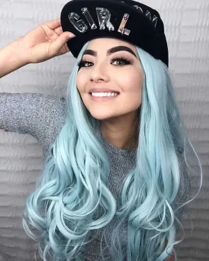 Pastel Green Ombre Wavy Synthetic Wigs