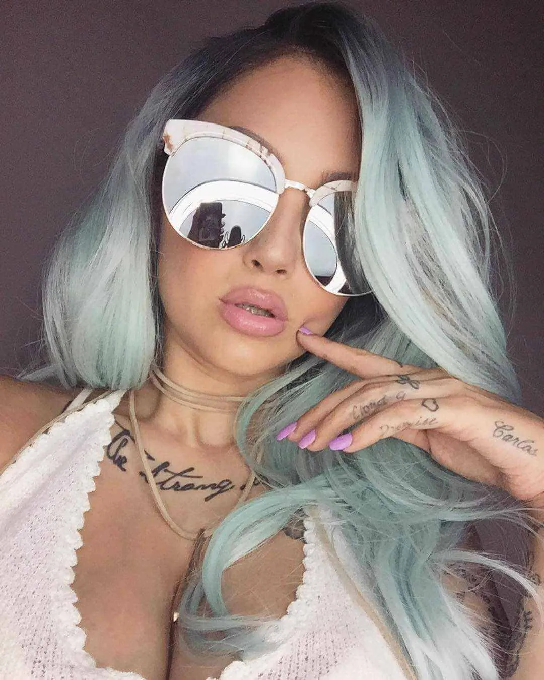 Pastel Green Ombre Wavy Synthetic Wigs