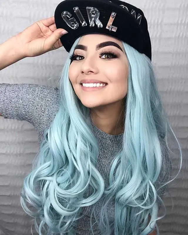 Pastel Green Ombre Wavy Synthetic Wigs