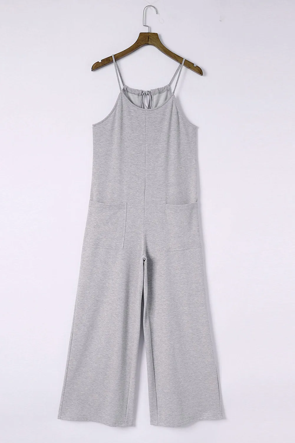 Patch Pockets Spaghetti Strap Wide Leg Jumpsuit