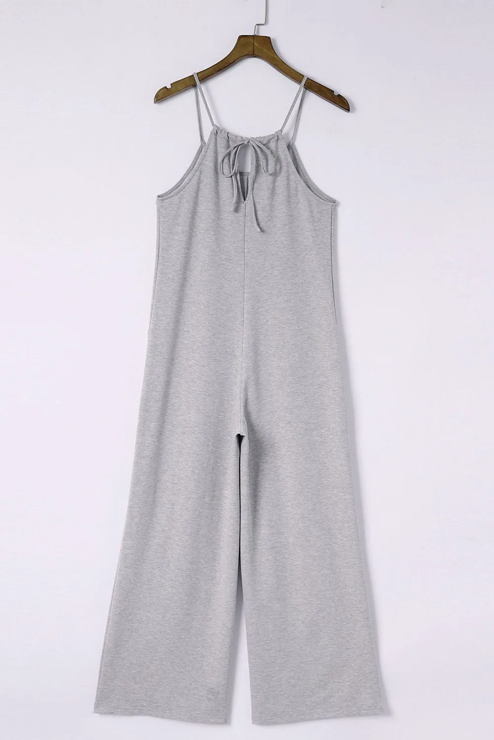 Patch Pockets Spaghetti Strap Wide Leg Jumpsuit