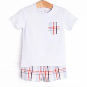 Patriotically Plaid Short Set, Blue