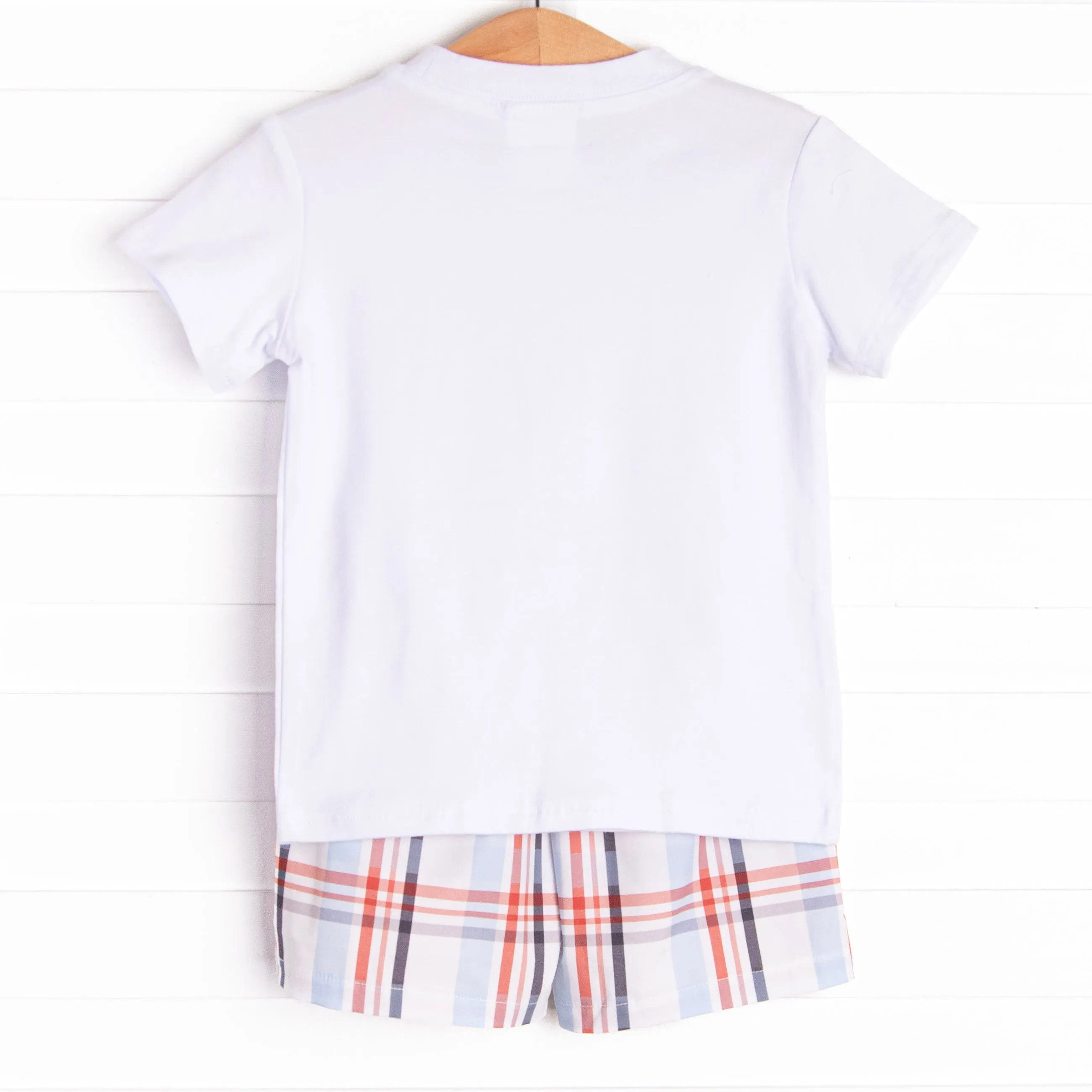 Patriotically Plaid Short Set, Blue