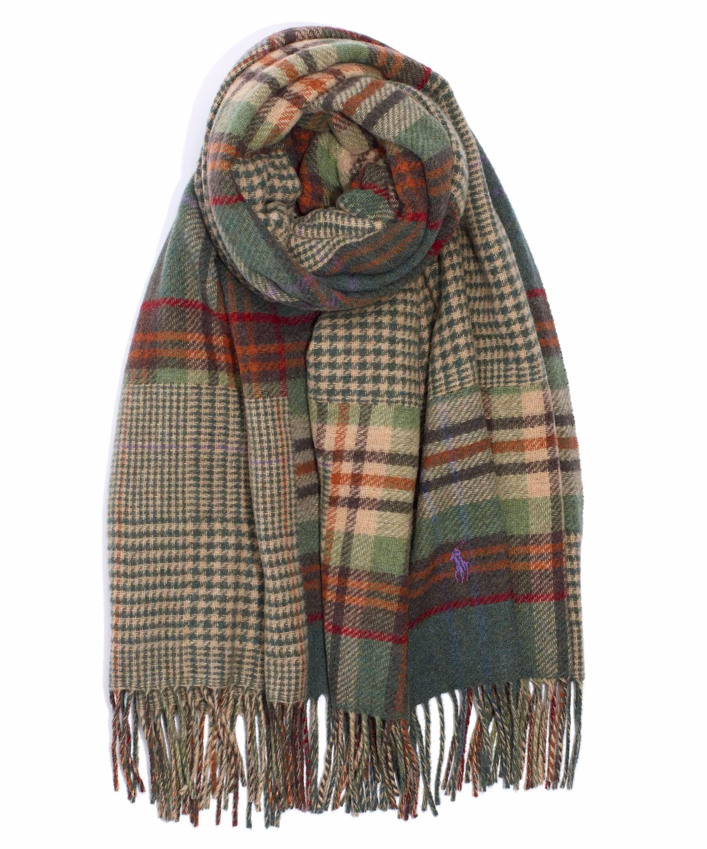 PC0758 Polo Ralph Lauren Patchwork Plaid Oblong Scarf