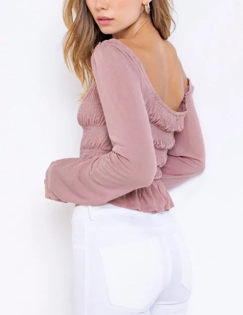 Peasant Smock Long Sleeve Crop Top