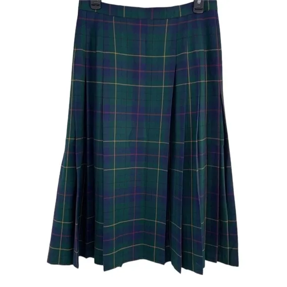 PENDLETON Celebration Tartan Plaid Wool pleated Maxi skirt Size 8