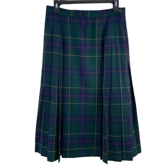 PENDLETON Celebration Tartan Plaid Wool pleated Maxi skirt Size 8