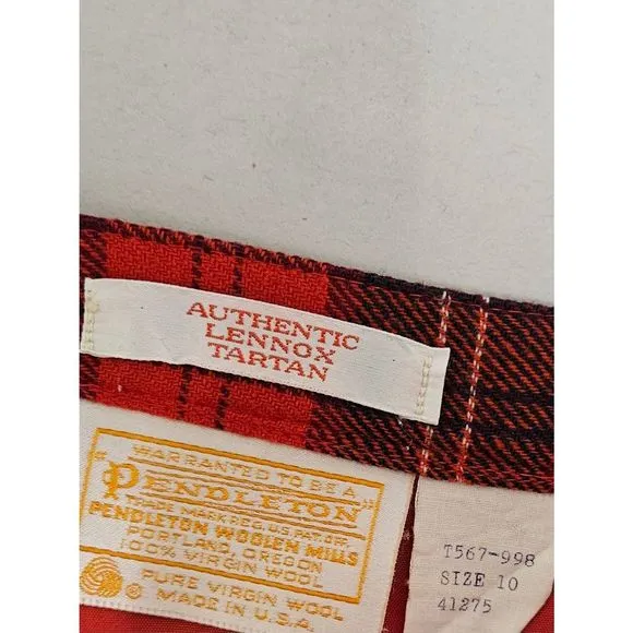 Pendleton Red Tartan Plaid Wool Vintage Skirt size 10
