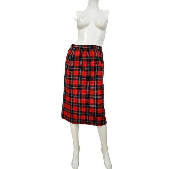 Pendleton Red Tartan Plaid Wool Vintage Skirt size 10