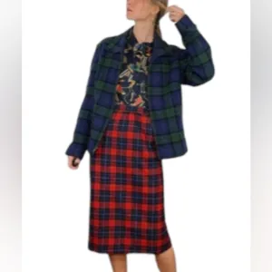 Pendleton Red Tartan Plaid Wool Vintage Skirt size 10