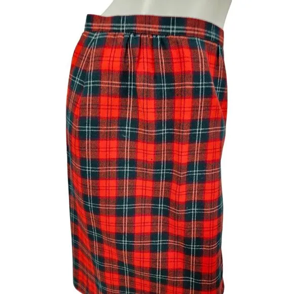 Pendleton Red Tartan Plaid Wool Vintage Skirt size 10