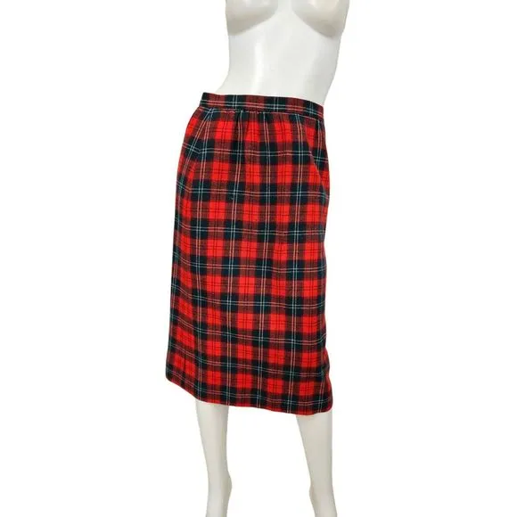 Pendleton Red Tartan Plaid Wool Vintage Skirt size 10