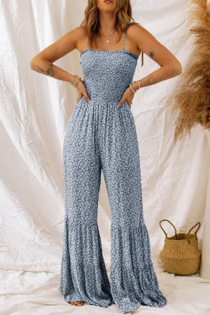 Penelope Smocked Printed Wide Strap Jumpsuit