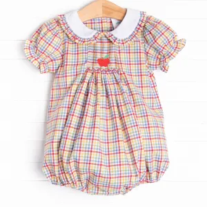 Perfect Grade Plaid Smocked Bubble, Red