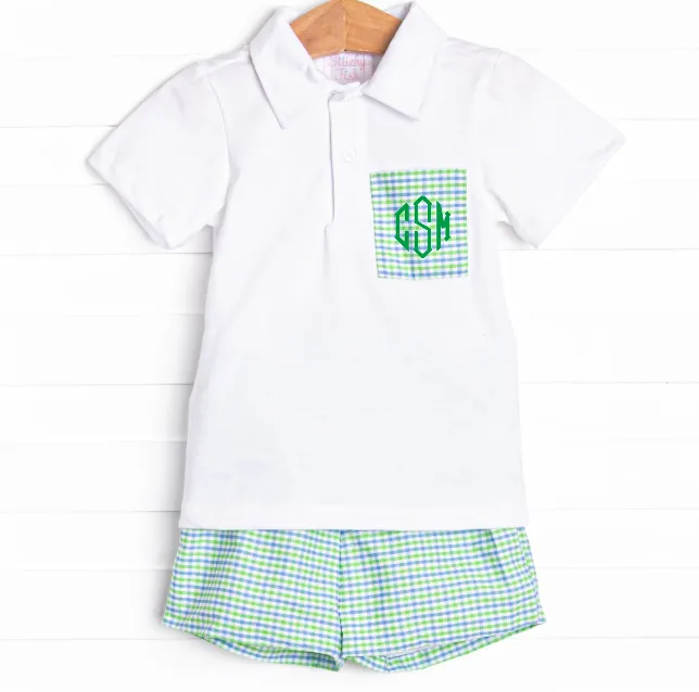 Perfectly Plaid Short Set, Green