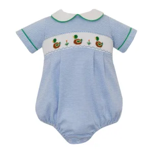 Petit Bebe Mallard Smocked Bubble - Blue