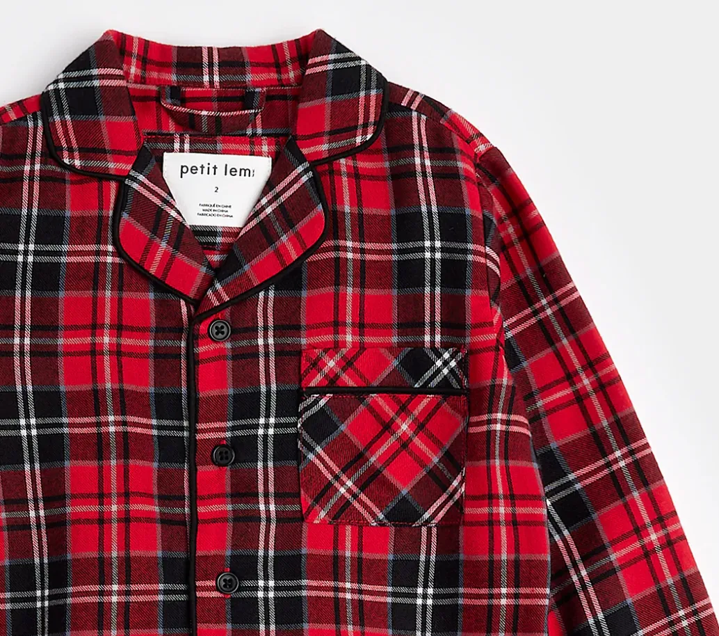 Petit Lem Scarlet Tartan Plaid Flannel Pyjamas