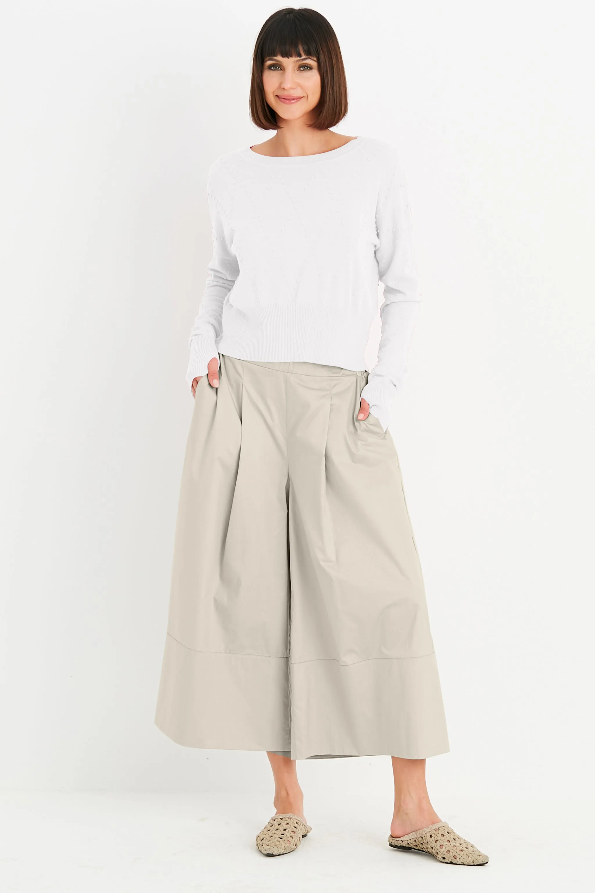 Pima Cotton Swiss Dot Crewneck Sweater