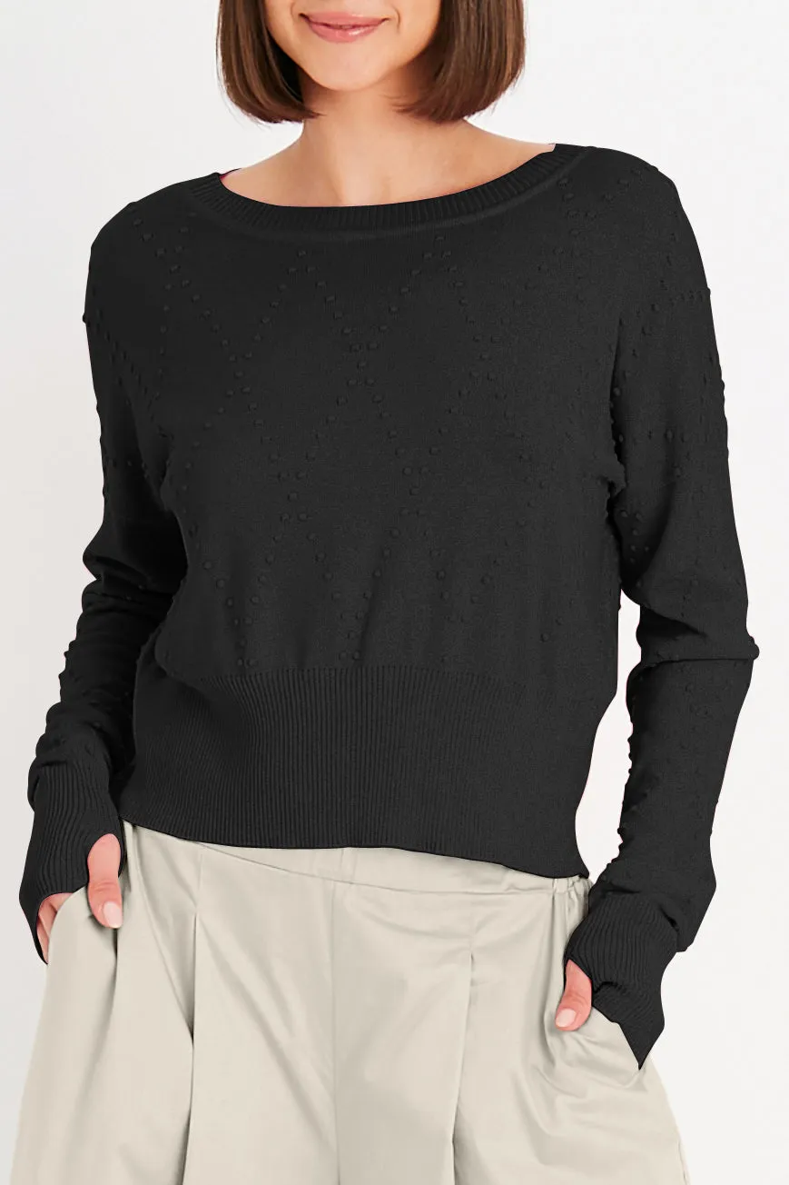 Pima Cotton Swiss Dot Crewneck Sweater