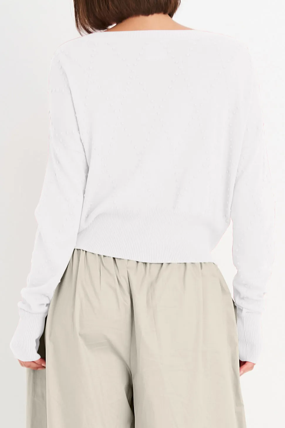 Pima Cotton Swiss Dot Crewneck Sweater