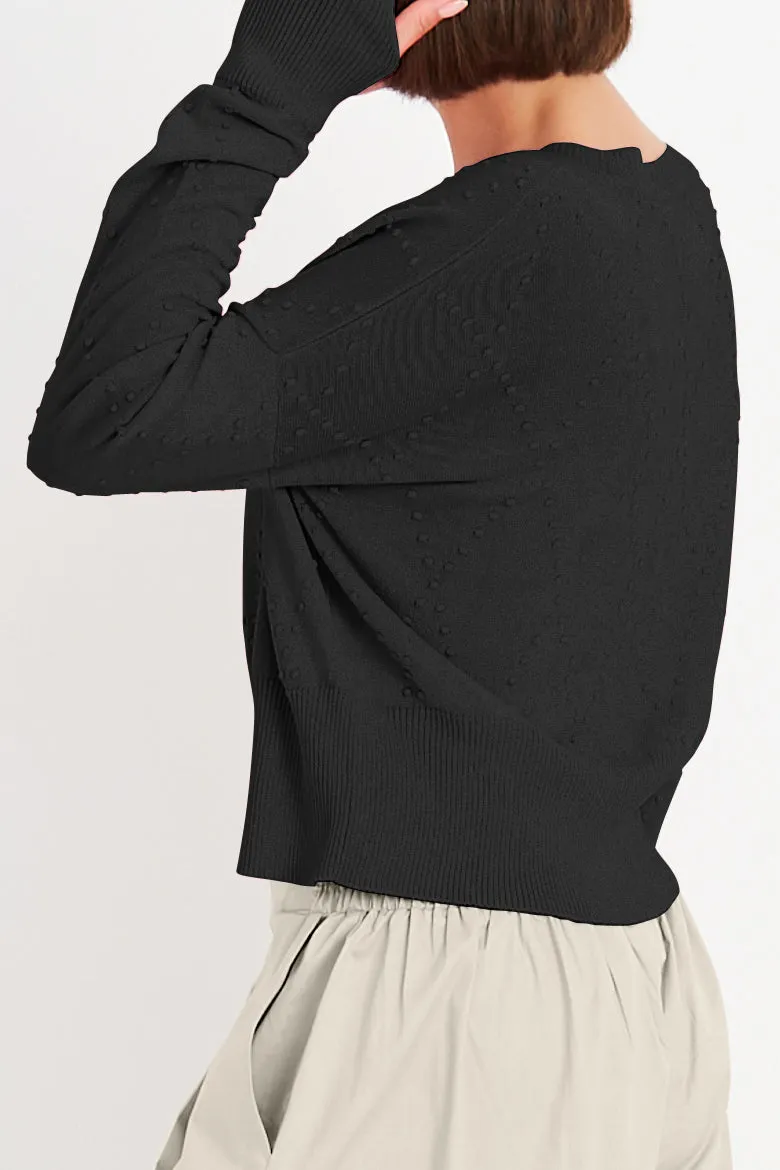 Pima Cotton Swiss Dot Crewneck Sweater