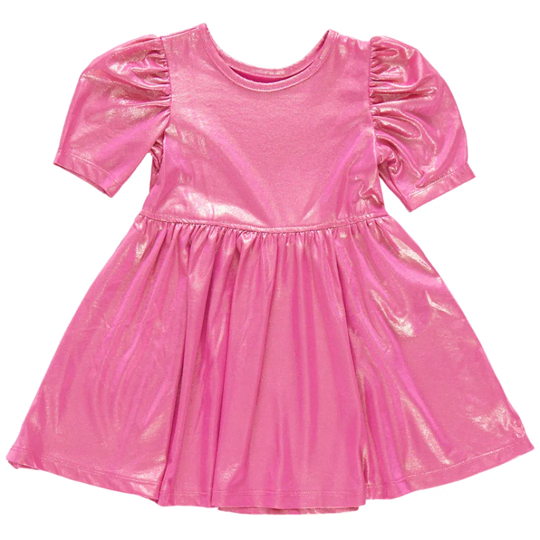 Pink Chicken || Girls Lame Laurie Dress - Pink