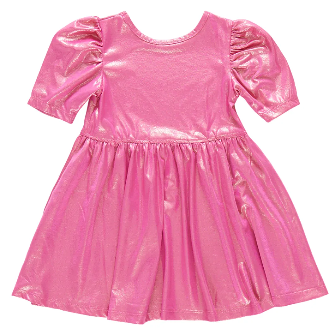 Pink Chicken || Girls Lame Laurie Dress - Pink
