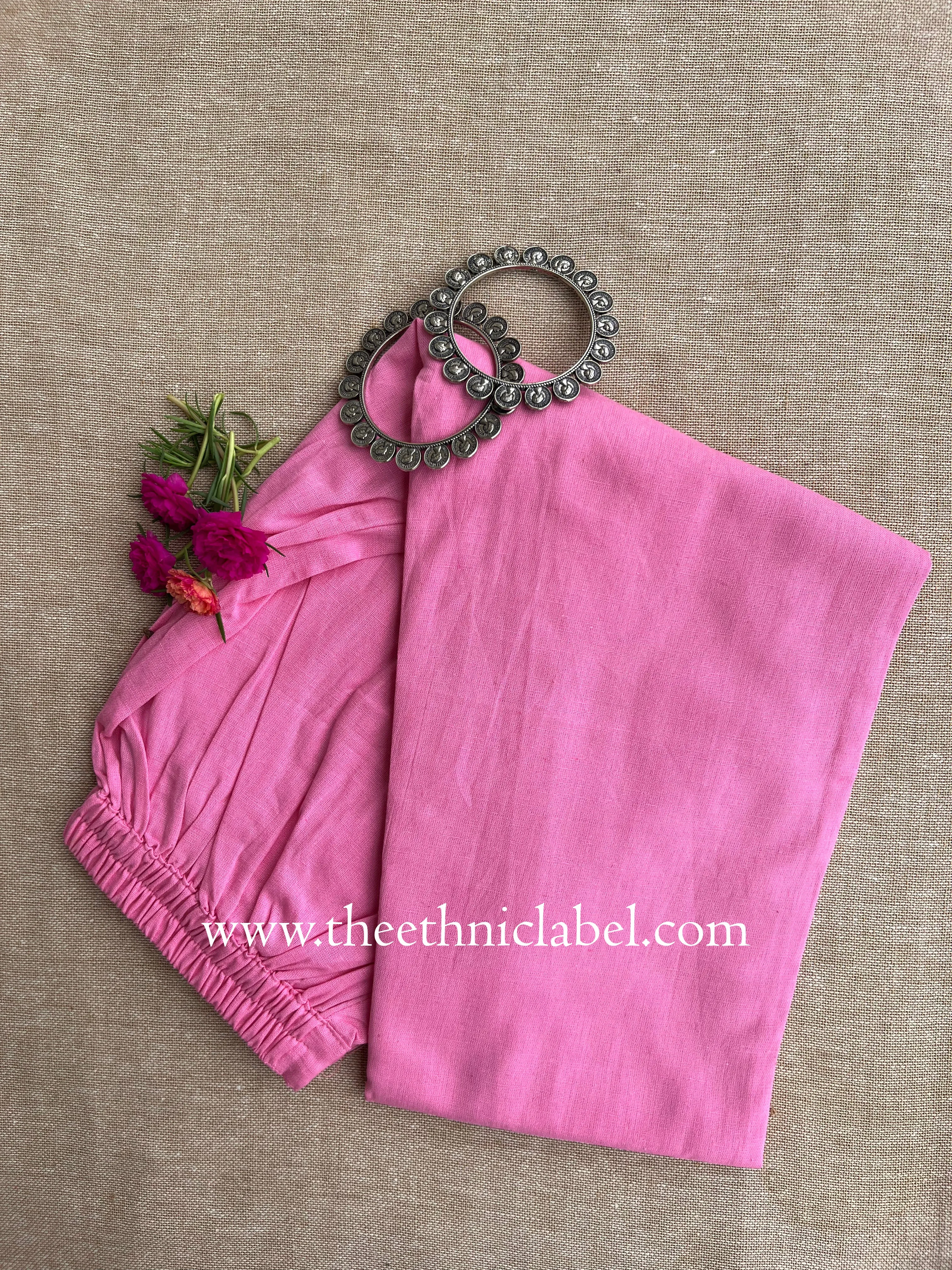 Pink Flex Cotton Straight Pants