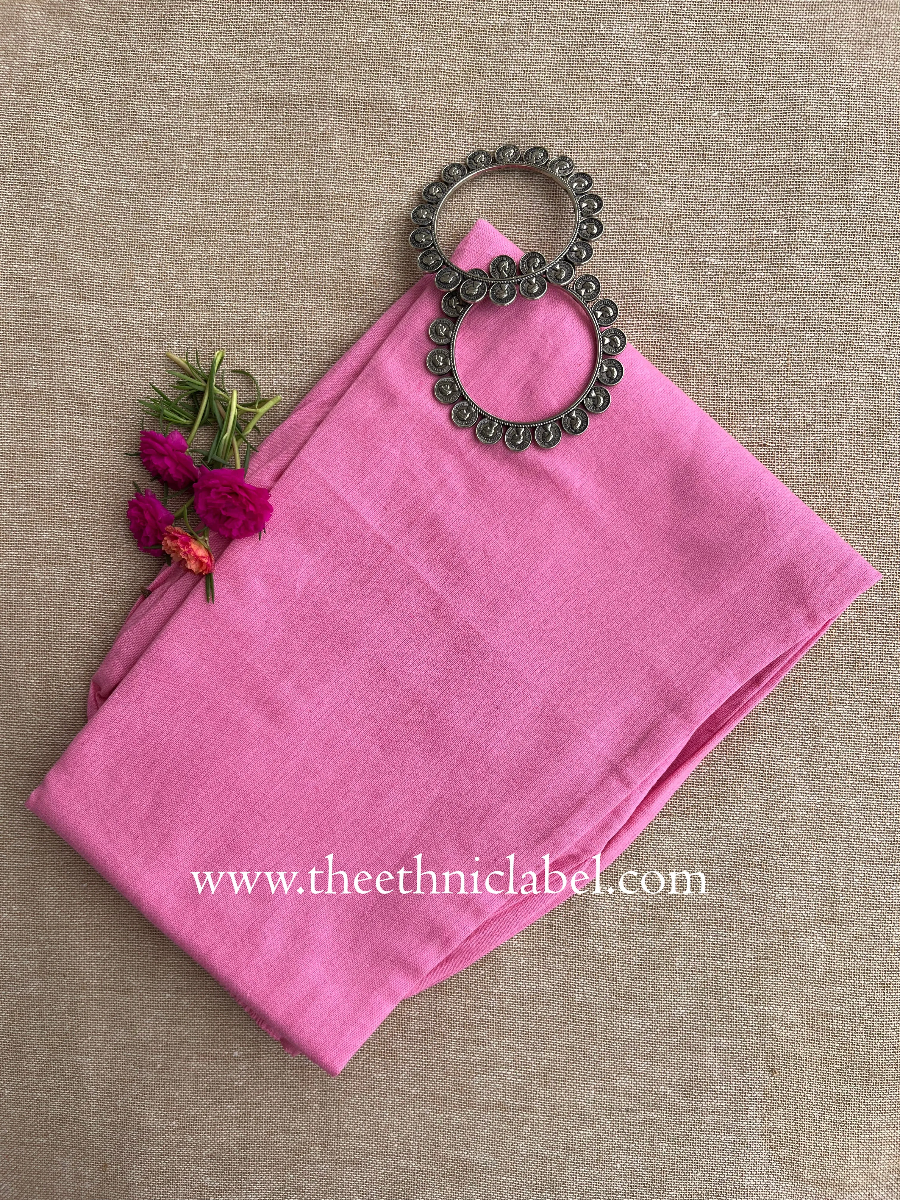 Pink Flex Cotton Straight Pants