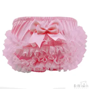 Pink Frilly Pants W/Dotty Lace - Pink