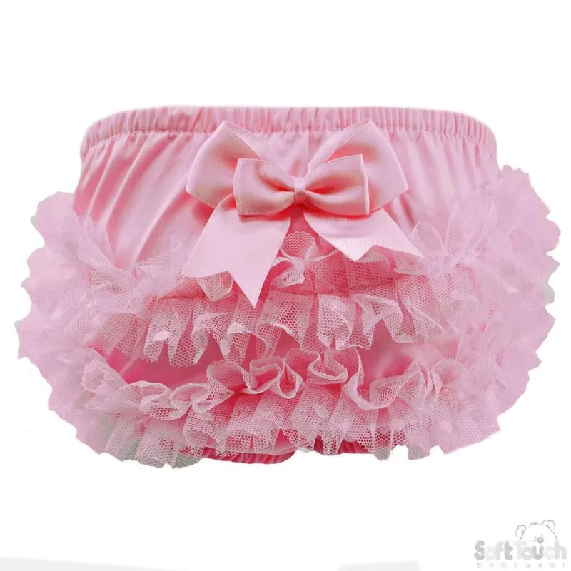 Pink Frilly Pants W/Dotty Lace - Pink