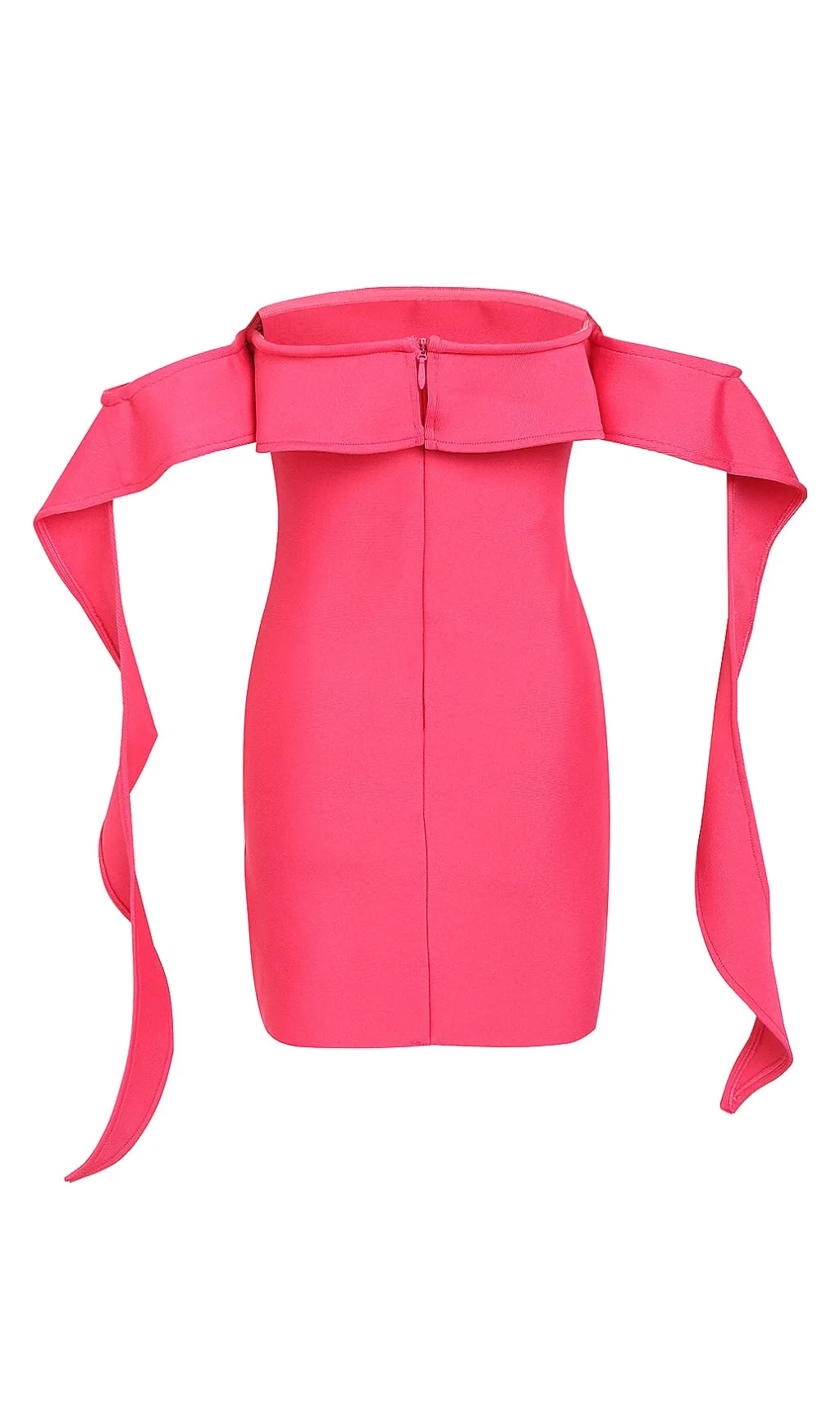 Pink Ruffled Off The-Shoulder Mini Bandage Dress