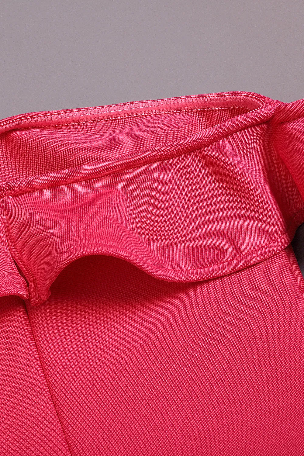 Pink Ruffled Off The-Shoulder Mini Bandage Dress