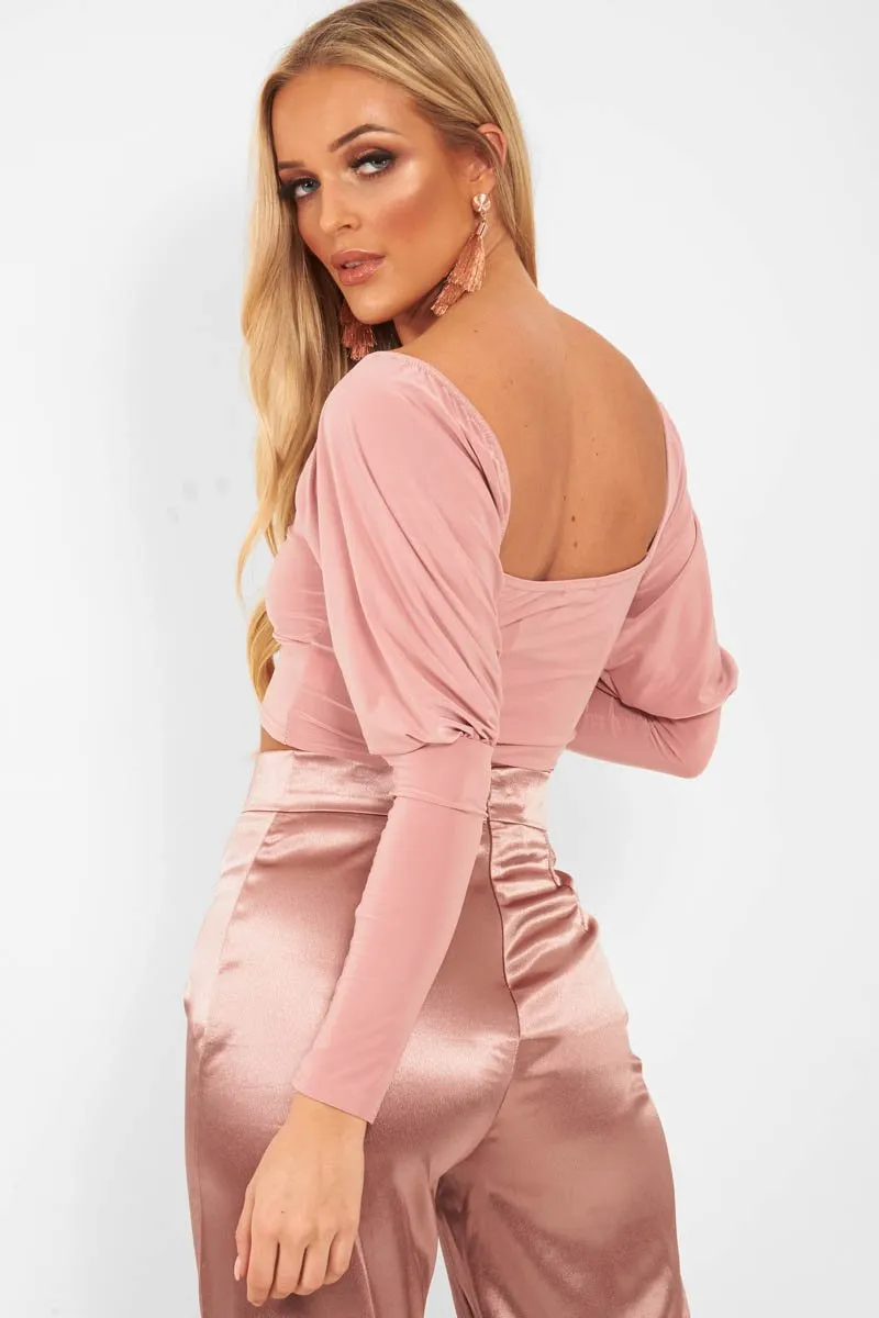 Pink Slinky Off Shoulder Crop Top - Danni