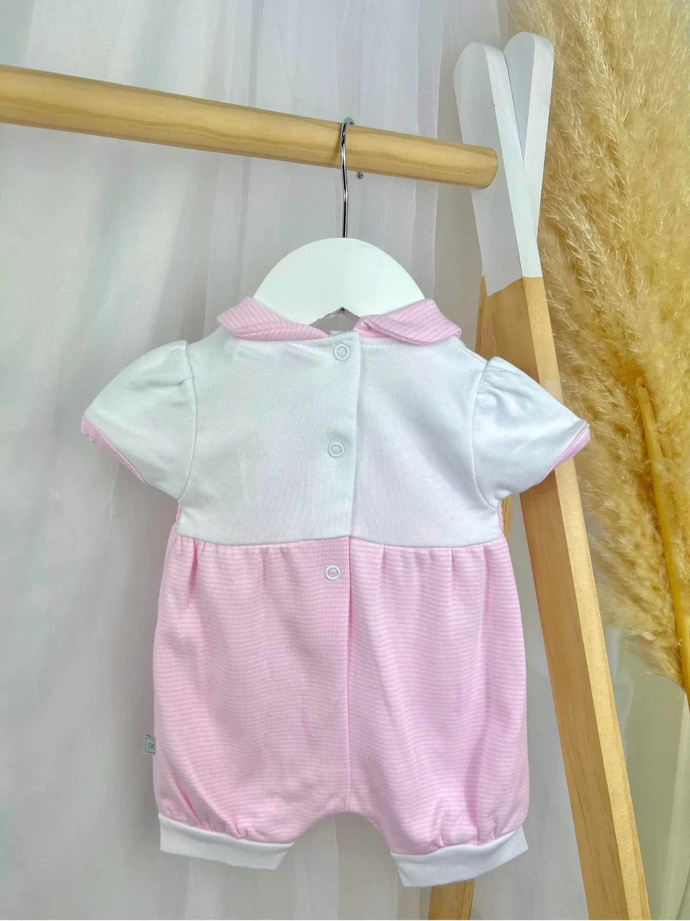 Pink Smocked Bunny Romper