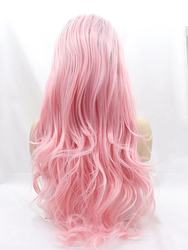Pink Straight Ombre Synthetic Lace Front Wigs