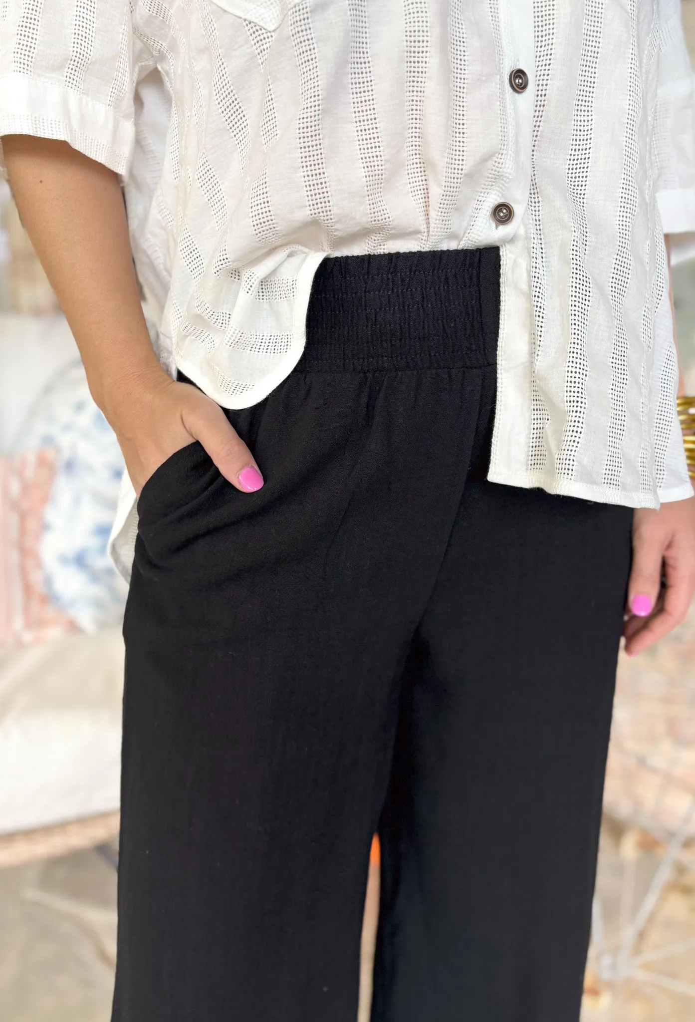 Piper Linen Pants in Black