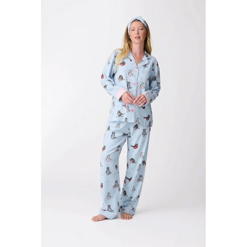 PJ Salvage Coffee & Cat Naps Flannel PJ Set