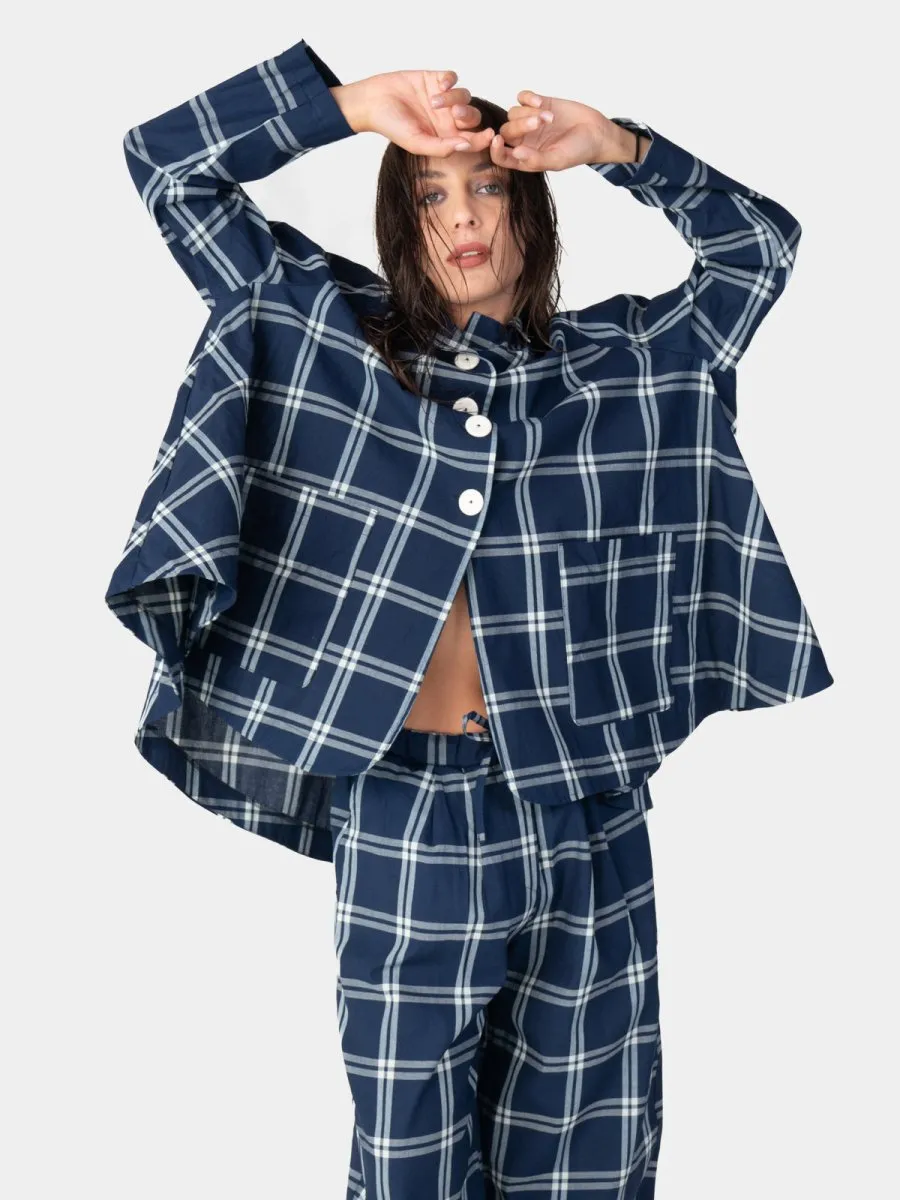 Plaid 4 Button Swing Jacket
