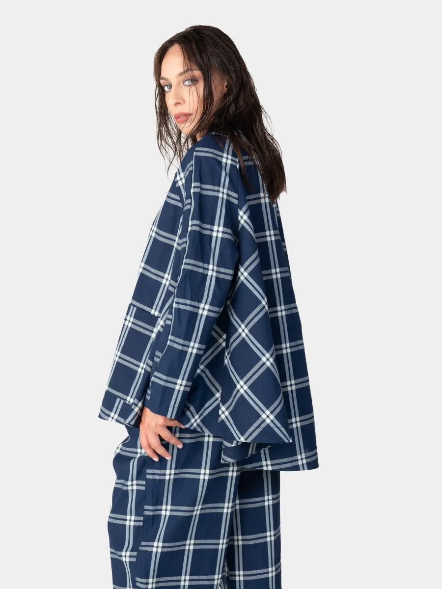 Plaid 4 Button Swing Jacket