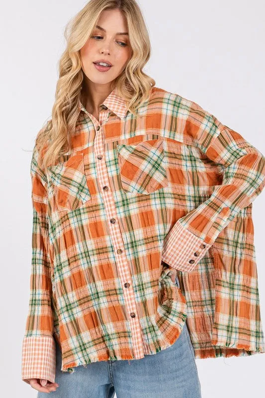 Plaid Button Down Long Sleeve Shirt