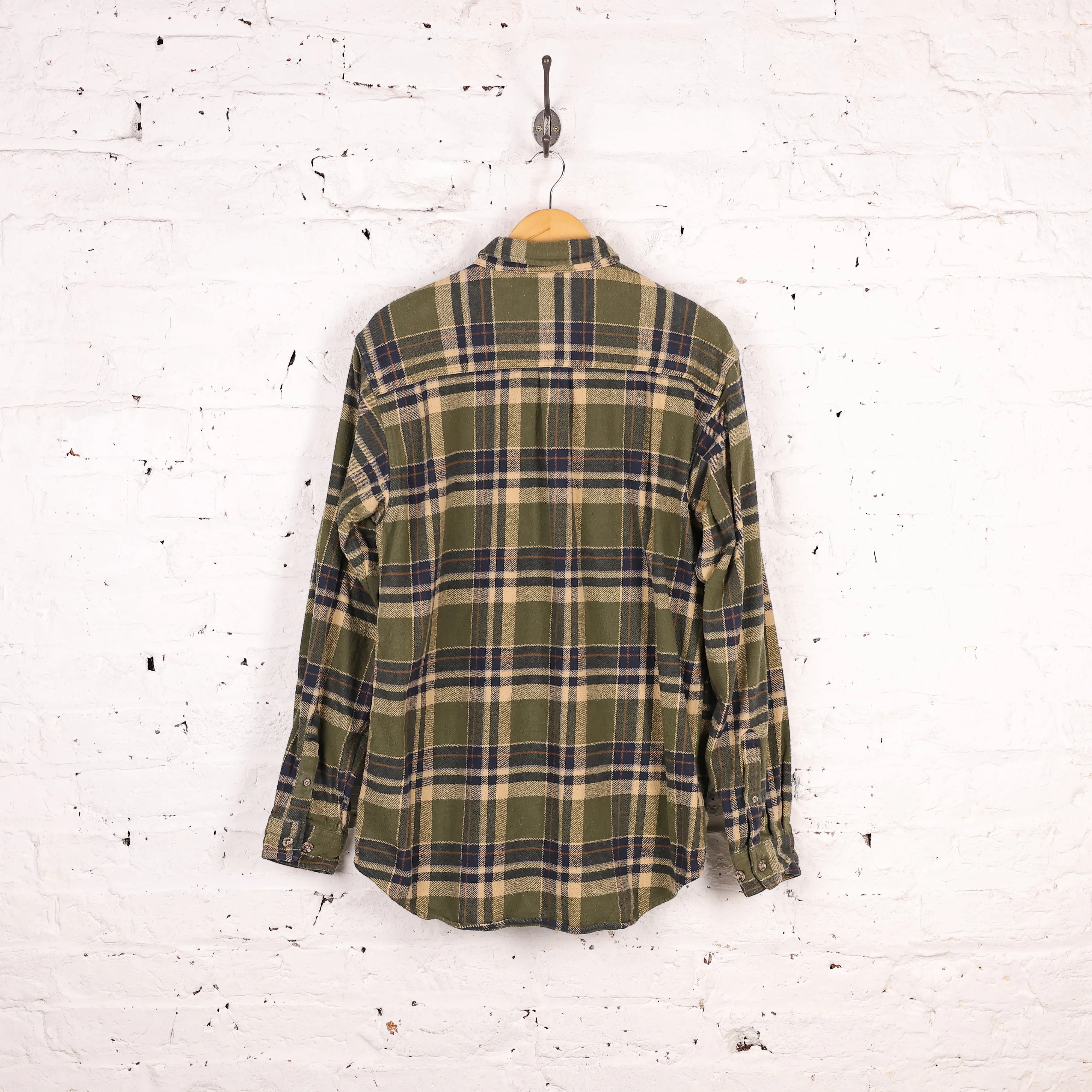 Plaid Check Flannel Shirt - Green - L